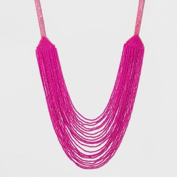 BaubleBar Jewelry - BaubleBar Long Tier Hot Pink Beaded Necklace
